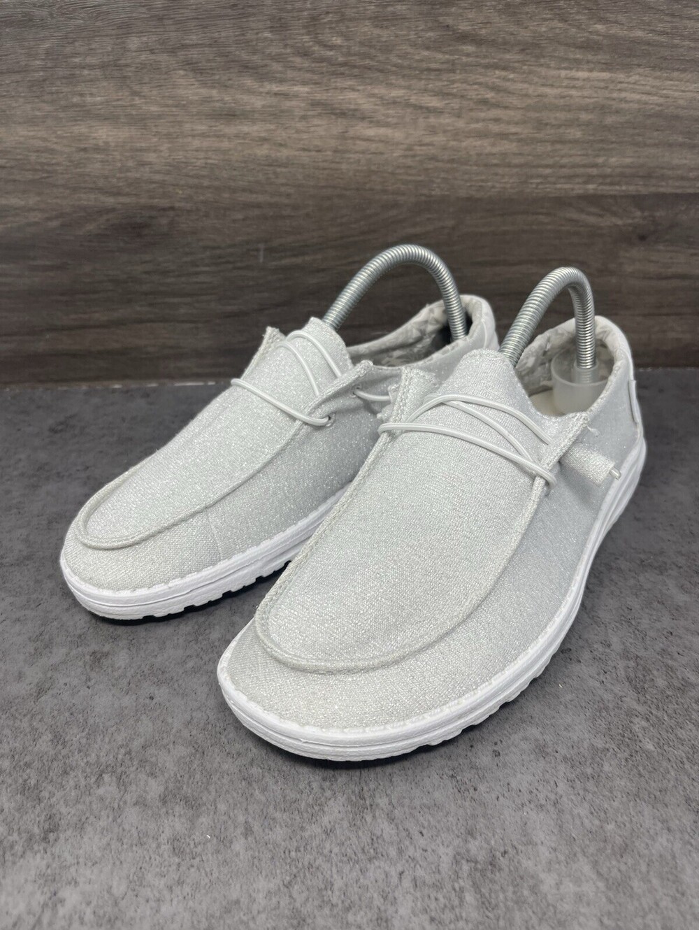 Hey Dude Wendy Sparkling White Shoes Womens Size 9 Slip On Comfort - Picture 2 of 10